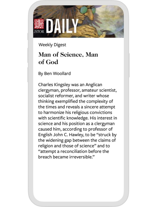 A JSTOR Daily newsletter issue on a phone